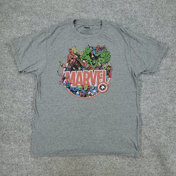 Marvel Other - Marvel Shirt Men's Large Gray Iron Man Captain America Logo Graphic Short Sleeve